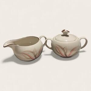 Vintage Winfield China Dragon Flower Sugar Bowl with Lid & Creamer MCM